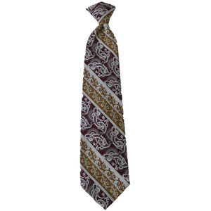 Vtg Rockabilly 60's Clip On Tie Necktie Textured Mr.John Snapper WIDE Gold Swirl